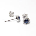 Blue Sapphire & Diamond Stud Earrings