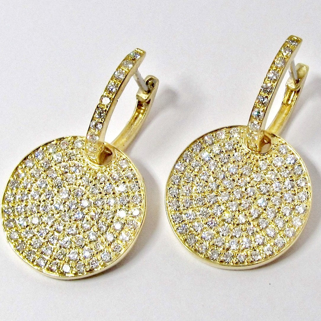 18k Yellow Gold Diamond Circle Earrings