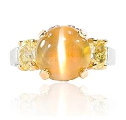 Gold Platinum Cat's Eye Fancy Ring