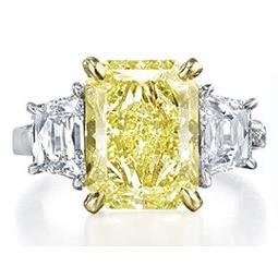 Fancy Yellow Diamond, Gold, and Platinum Ring