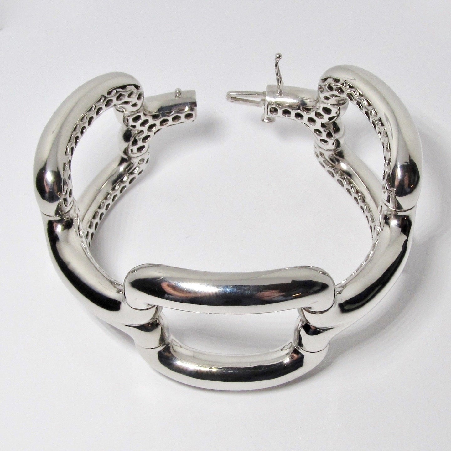18k White Gold Rectangular Link Bracelet