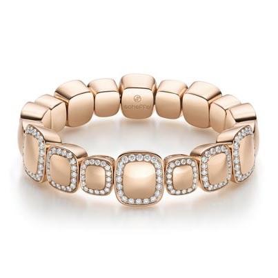 18k Rose Gold Stretch Bangle Bracelet with Diamonds