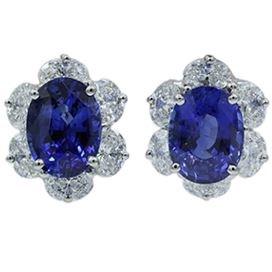 Platinum Sri Lankan Sapphire Diamond Earrings