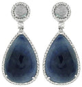 18k White Gold Pearshape Blue Earrings
