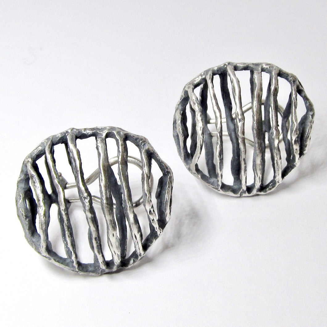 Silver Gray Basket Earrings