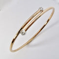 18k Pink Gold Bangle with 2 Round Diamonds