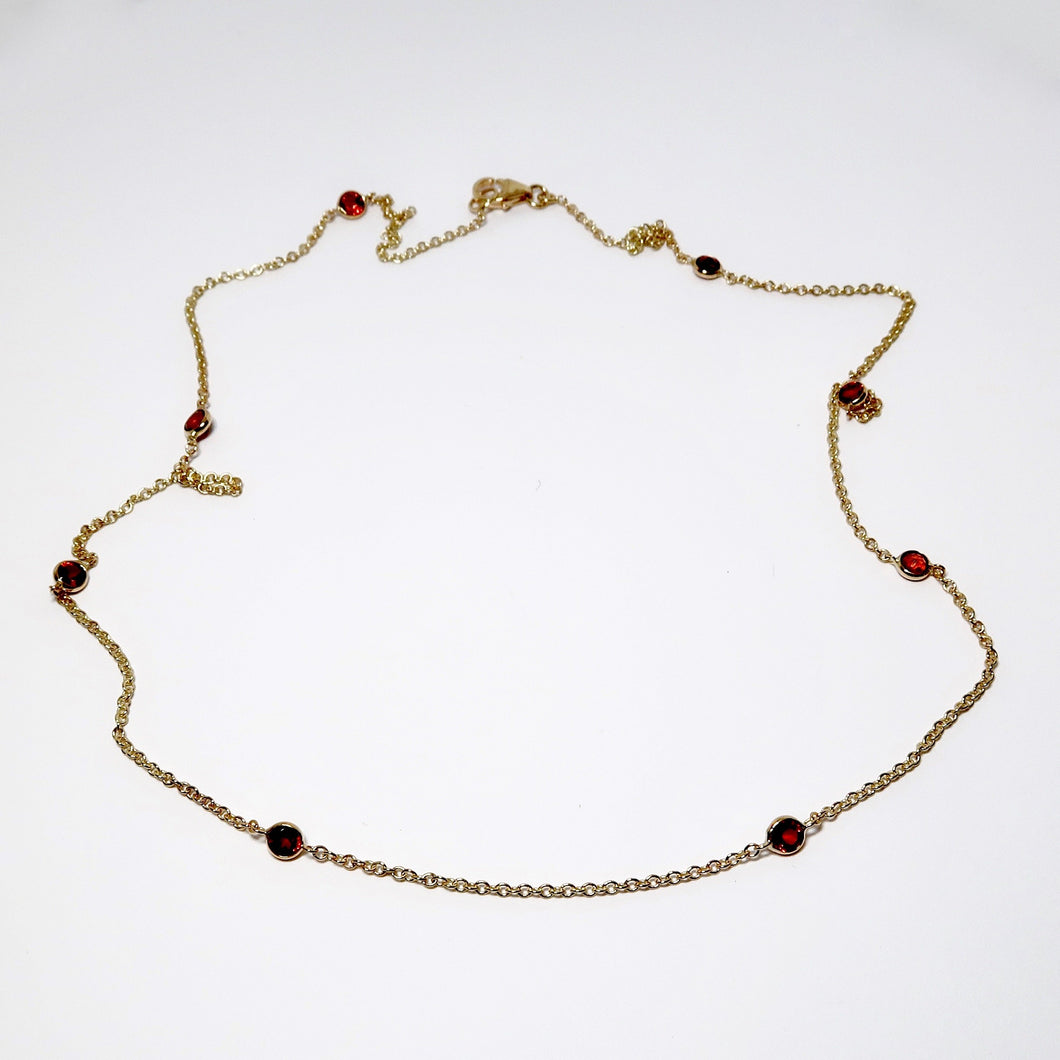 14k Yellow Gold & Red Garnet Necklace
