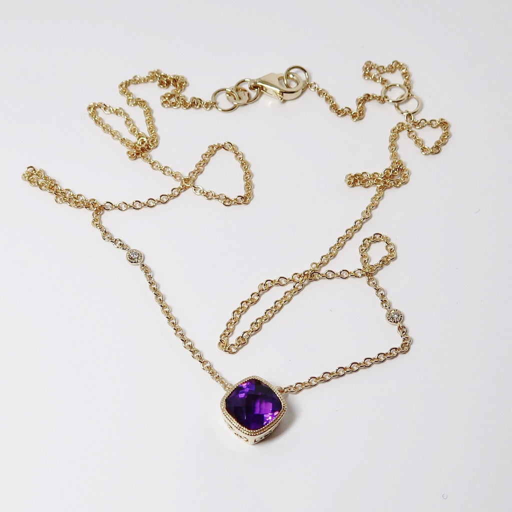 14k Yellow Gold Amethyst Necklace
