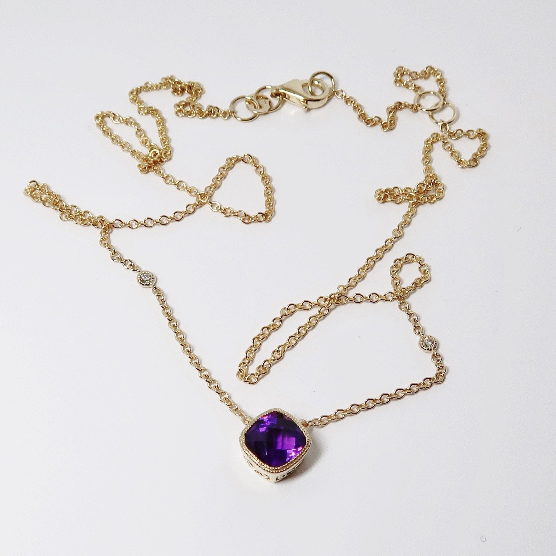 14k Yellow Gold Amethyst Necklace