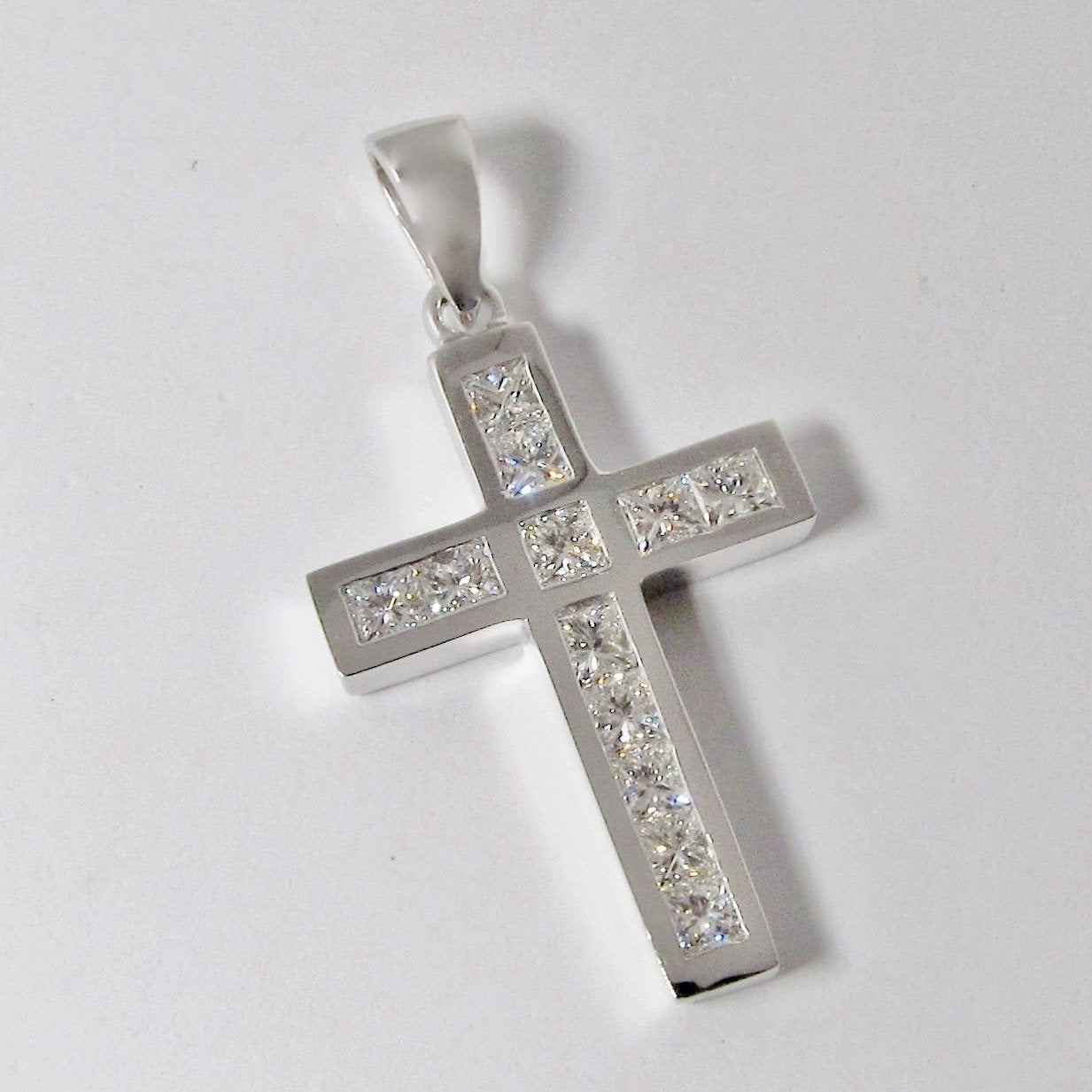 18k White Gold Diamond Cross (Available in Two Sizes)