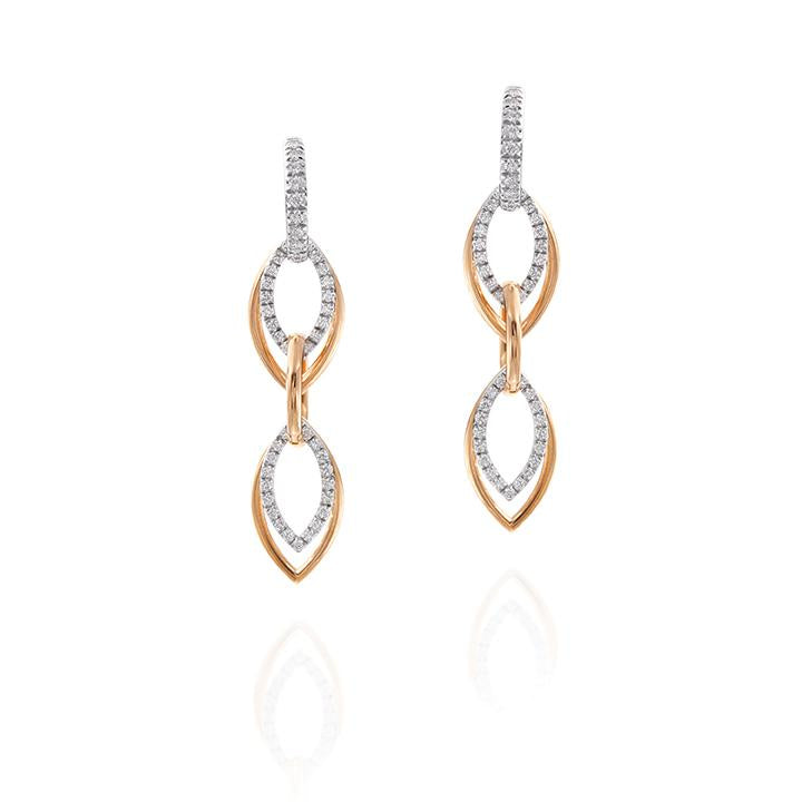 18k Yellow & White Gold Marquise Moon Phase Diamond Earrings