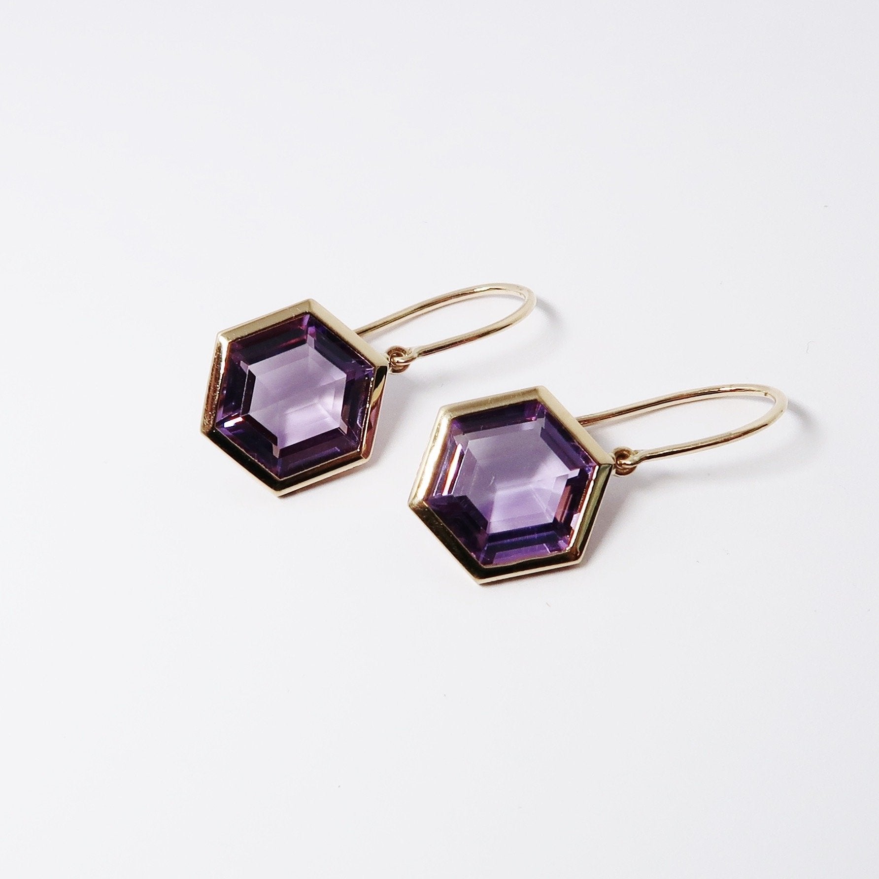Amythest Hexagon Earrings