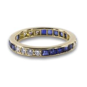 Gold Alternating Square Sapphire Ring