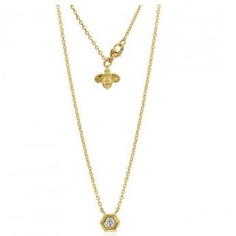Honeybee "B" honeycomb Motif Necklace