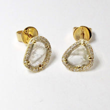 Load image into Gallery viewer, Diamond Slice Earrings in Yellow Gold and Rose Gold
