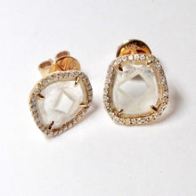 Load image into Gallery viewer, Diamond Slice Earrings in Yellow Gold and Rose Gold
