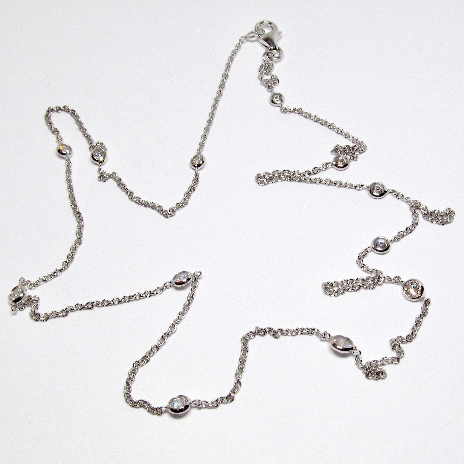 14k White Gold Diamond By The Yard Necklace