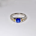 Blue Sapphire & Yellow Diamond Ring