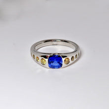 Load image into Gallery viewer, Blue Sapphire &amp; Yellow Diamond Ring
