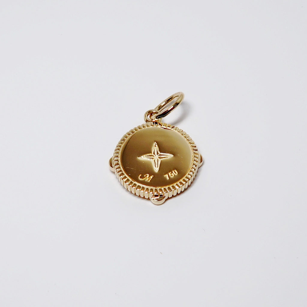 18k Yellow Gold Miniature Compass Charm