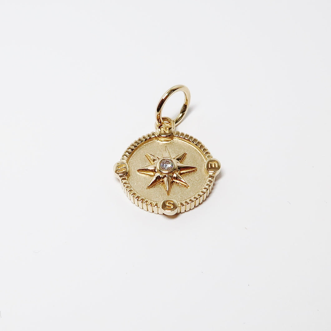 18k Yellow Gold Miniature Compass Charm