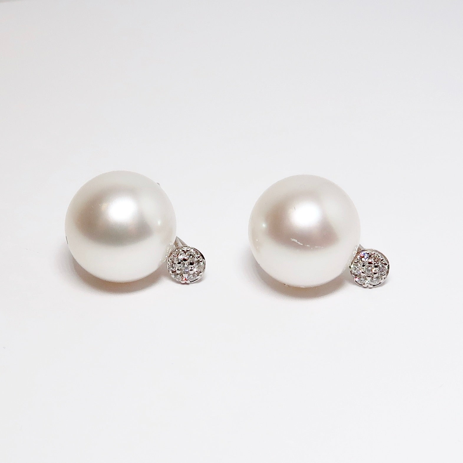 South Sea Pearl Earrings with Diamond Cluster