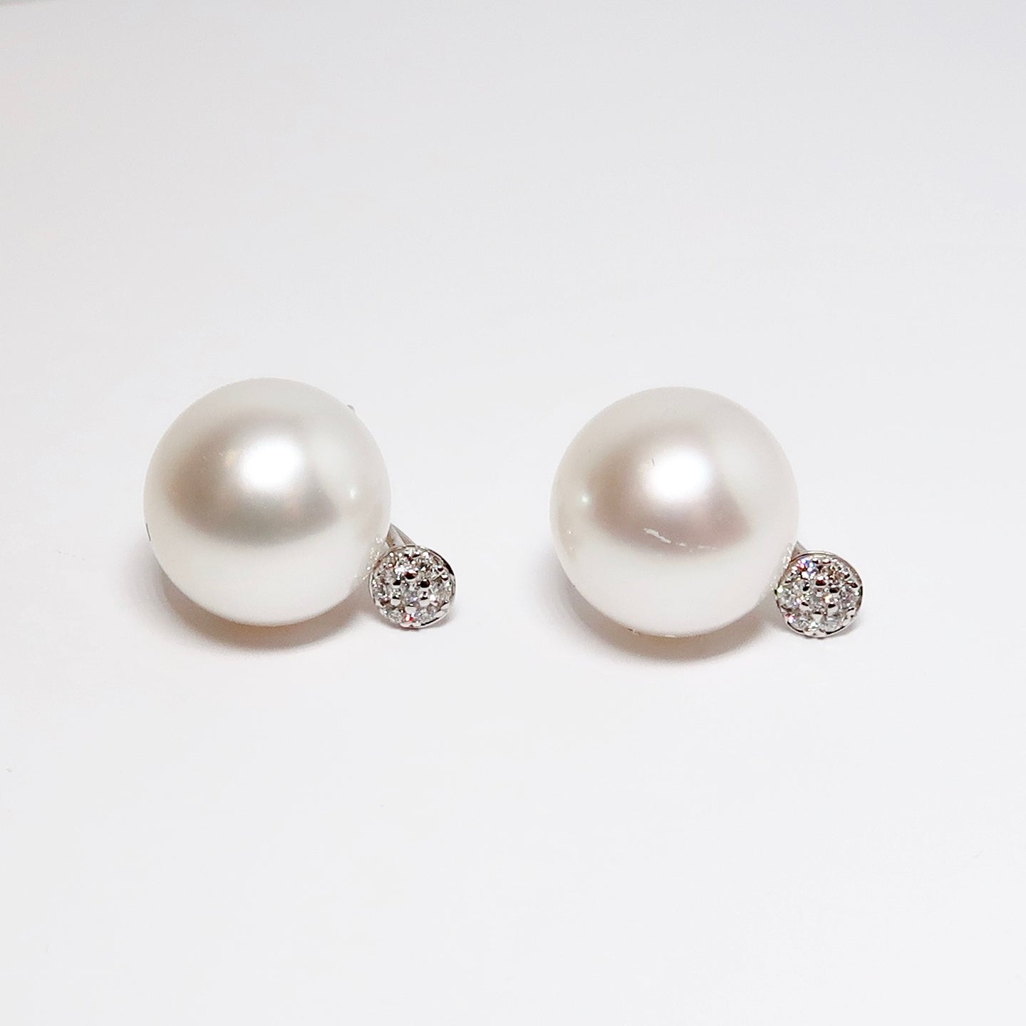 South Sea Pearl Earrings with Diamond Cluster