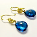 Yellow Gold London Blue Topaz Earrings