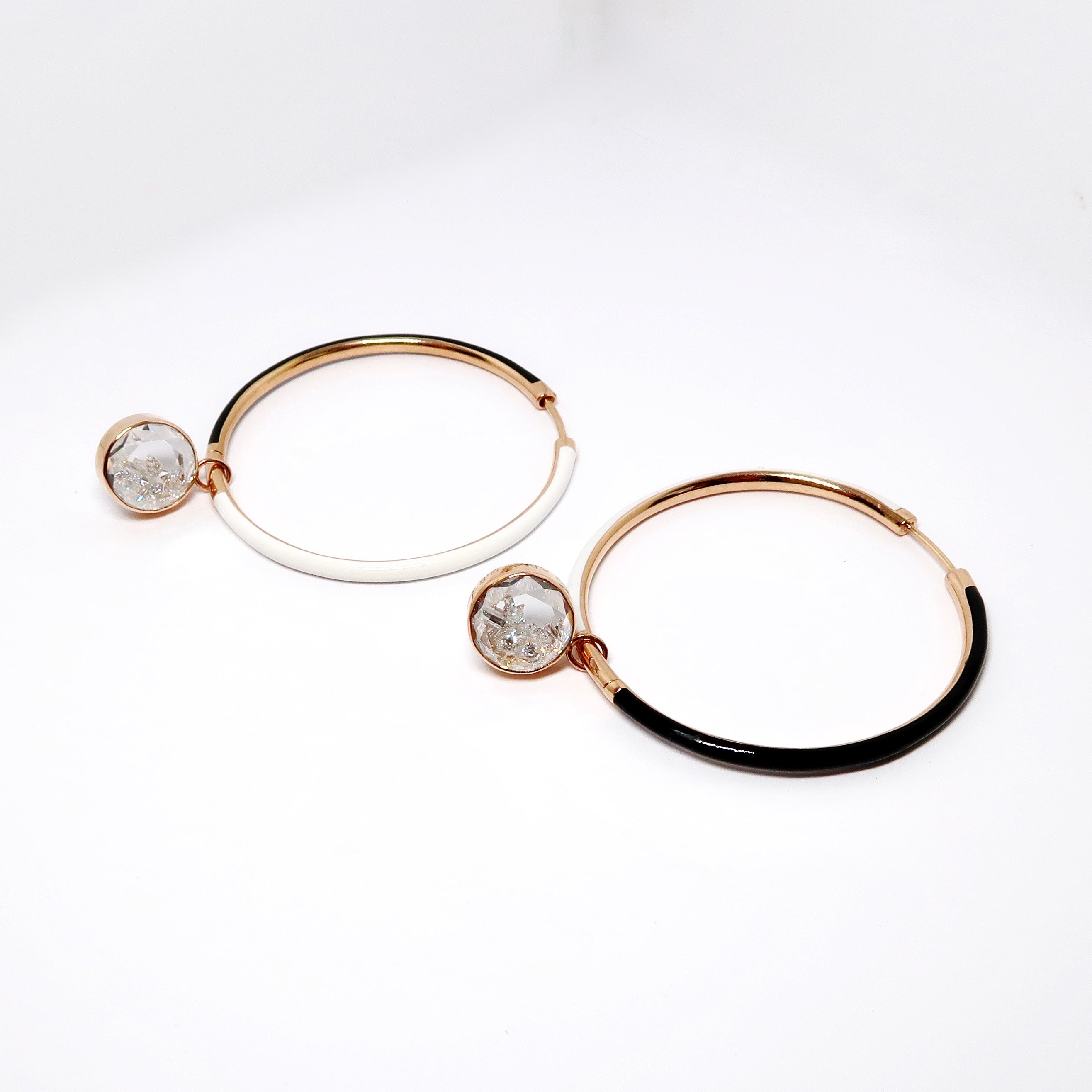 Black and White Enamel Hoop Earrings