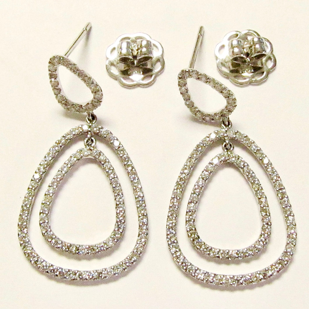 Hanging Diamond Earrings, 18k White Gold