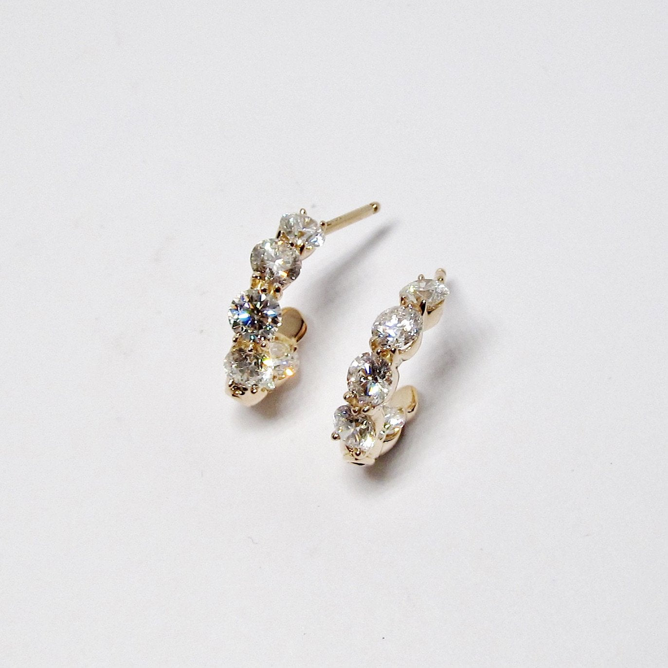 18k Pink Gold Diamond New Moon Earrings