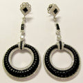 18k White Gold Onyx and Diamond Earrings