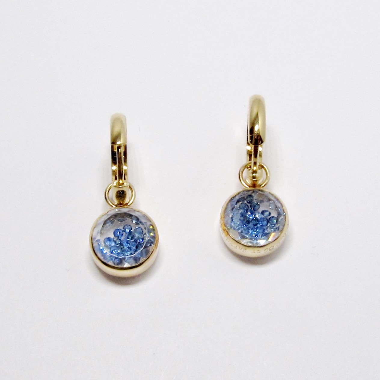 Baby Huggies with Blue and White Sapphires in Kaleidoscope Shakers