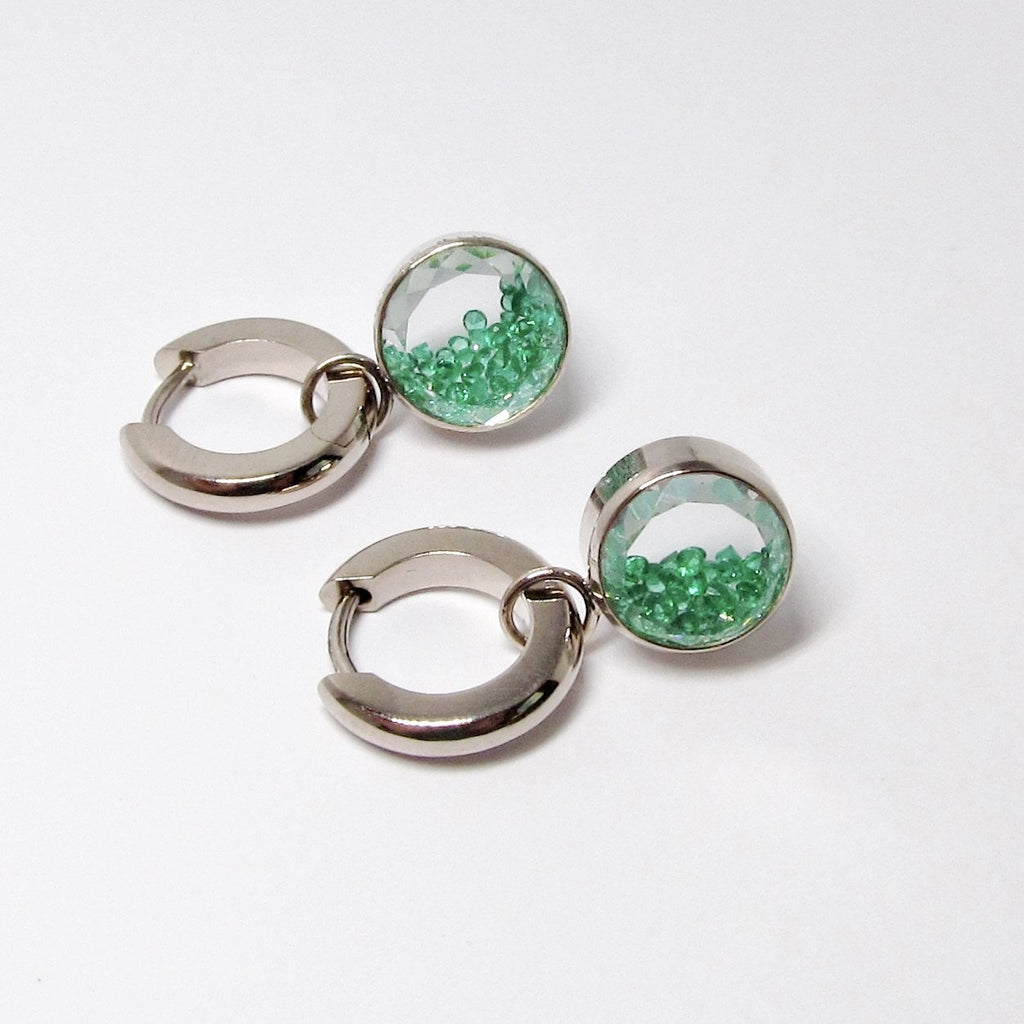 Baby Emerald Hoops