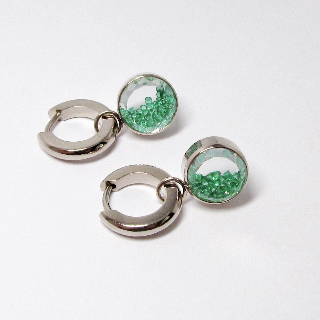 Baby Emerald Hoops