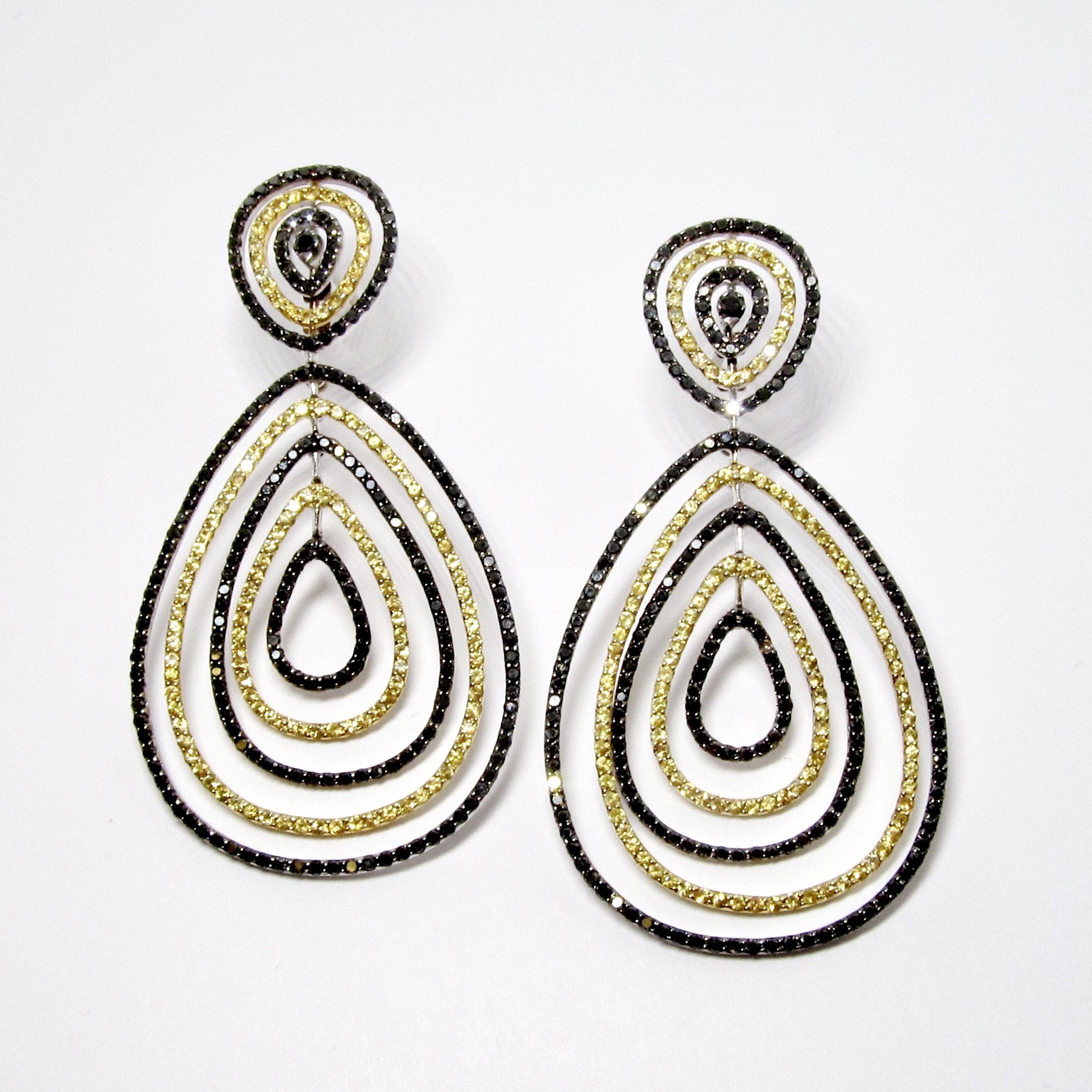 Black Diamond & Yellow Sapphire Earrings