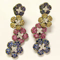 18k White Gold Multi-Color Sapphire Earrings