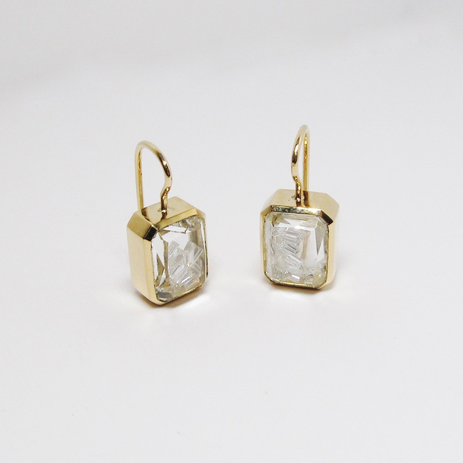 Diamond Earrings in White Sapphire Kaleidoscope Rectangular Shakers