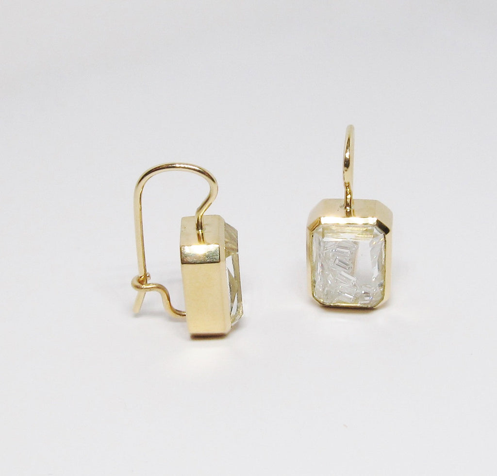 Diamond Earrings in White Sapphire Kaleidoscope Rectangular Shakers