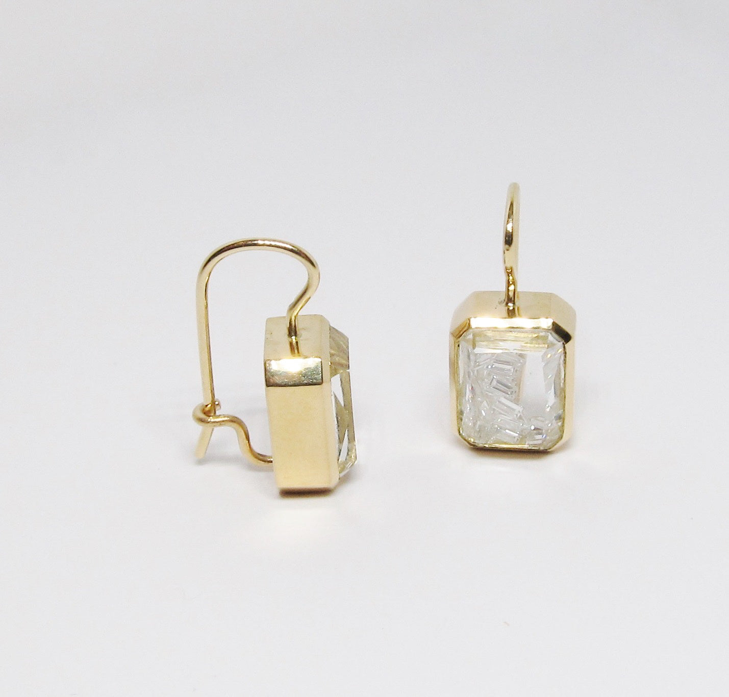 Diamond Earrings in White Sapphire Kaleidoscope Rectangular Shakers