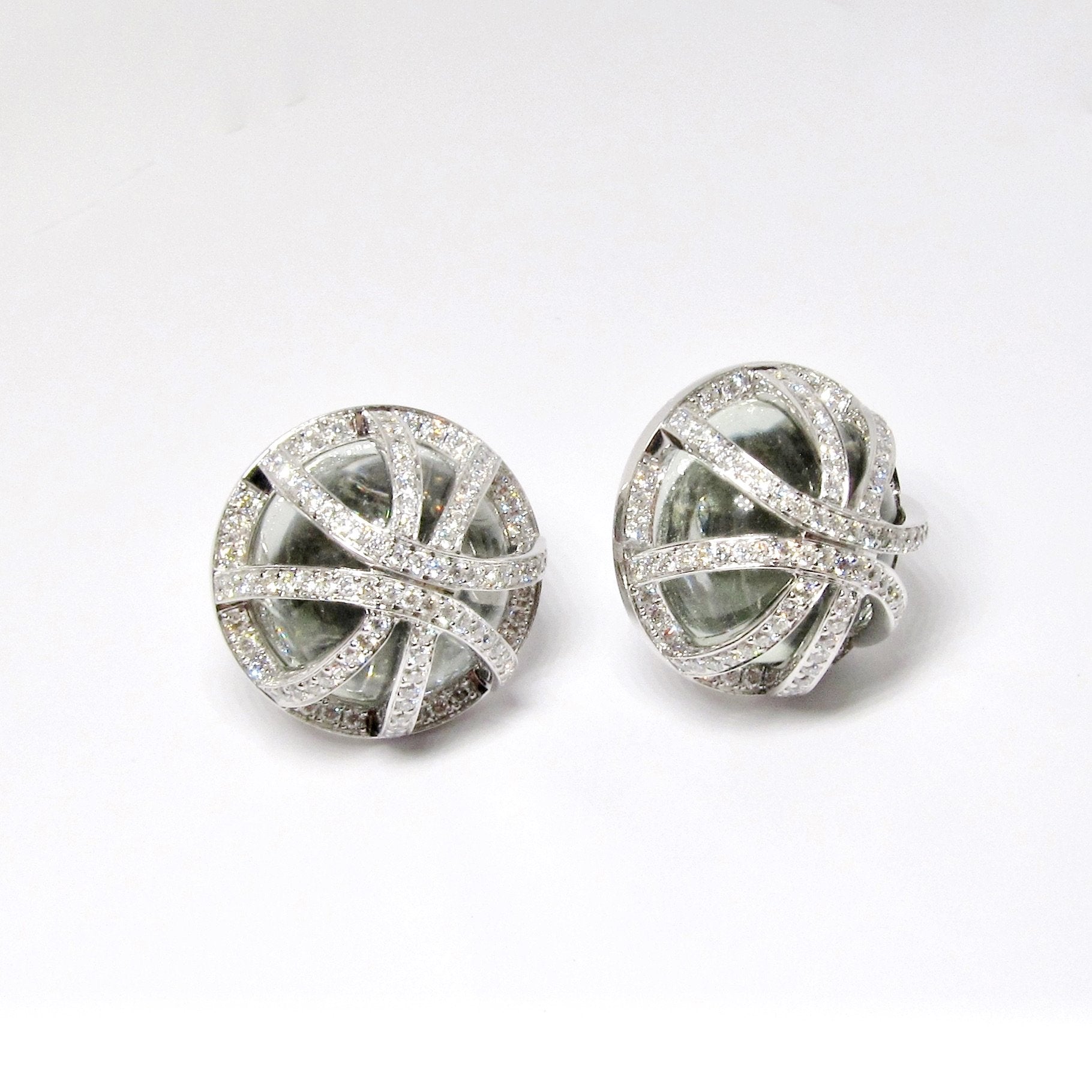 Prasiolite & Diamond Earrings