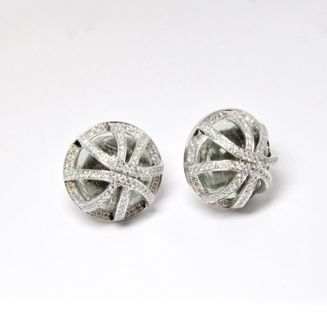 Prasiolite & Diamond Earrings