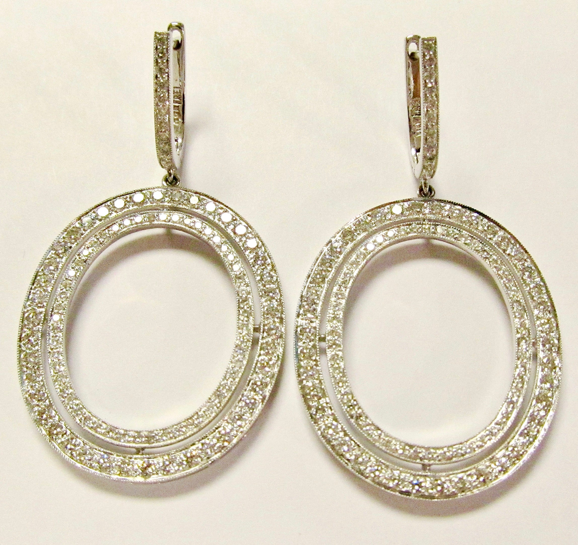 Diamond Dangle Earrings, 18k White Gold