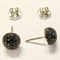 18k White Gold Half Dome Black Diamond Earrings