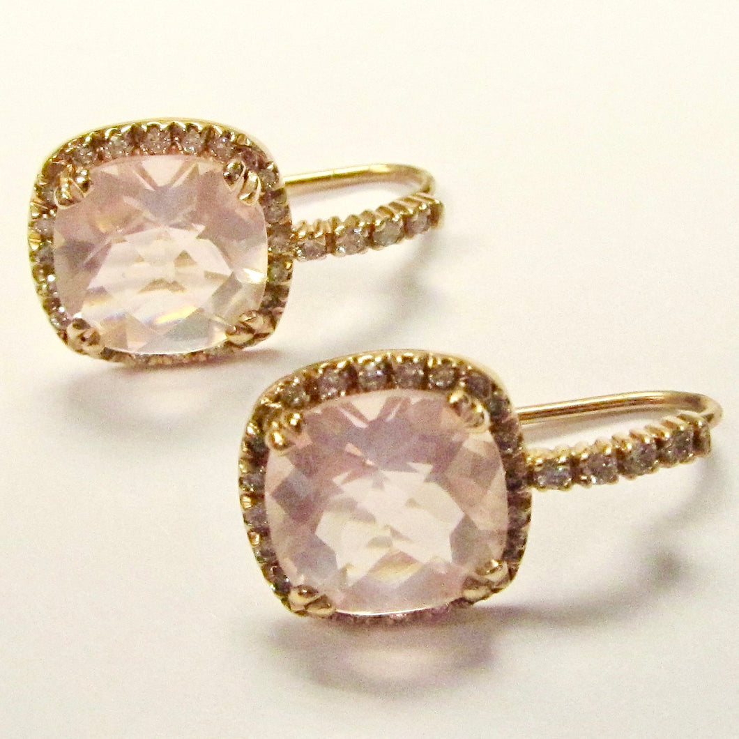 Rose Quartz & Diamond Earrings