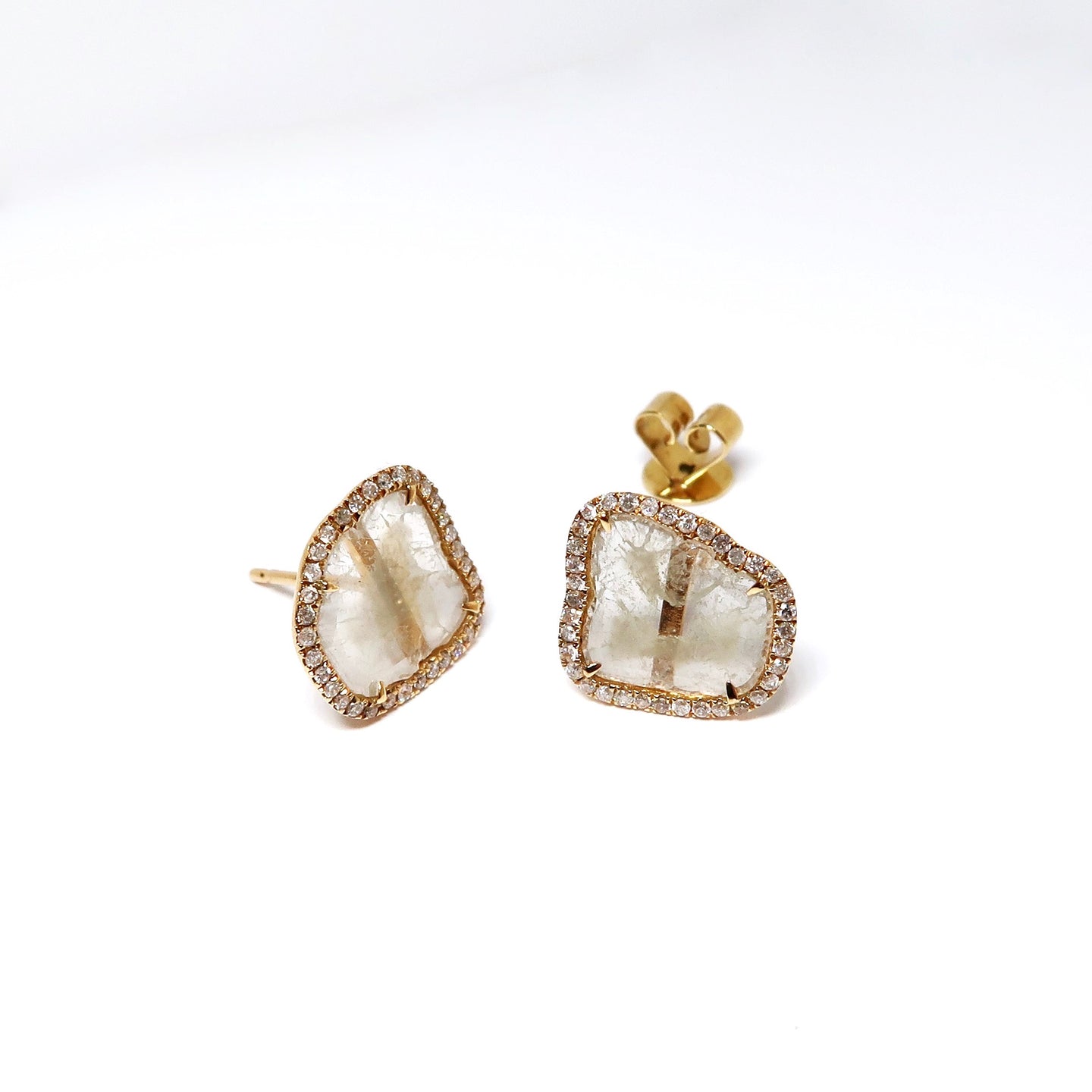 Diamond Slice Stud Earrings