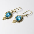 14k Yellow Gold Blue Topaz Earrings