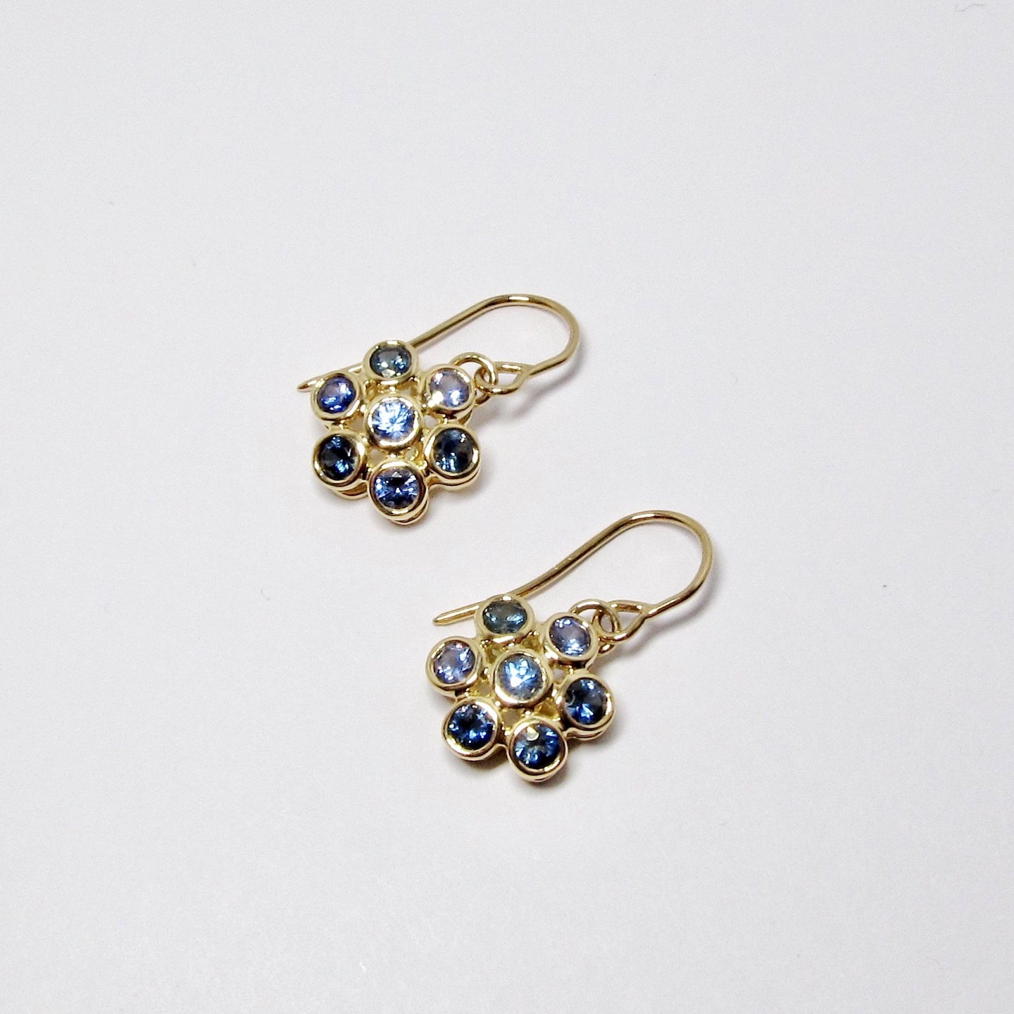 Dangle Sapphire Cluster Earrings