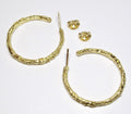 19k Yellow Gold Large Branch Hoop Earrings