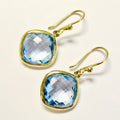 14k Yellow Gold Blue Topaz Earrings